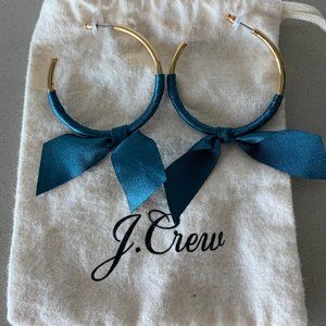 ADORBS! New (NO Tag) J.Crew Gold Hoops w Navy Bow